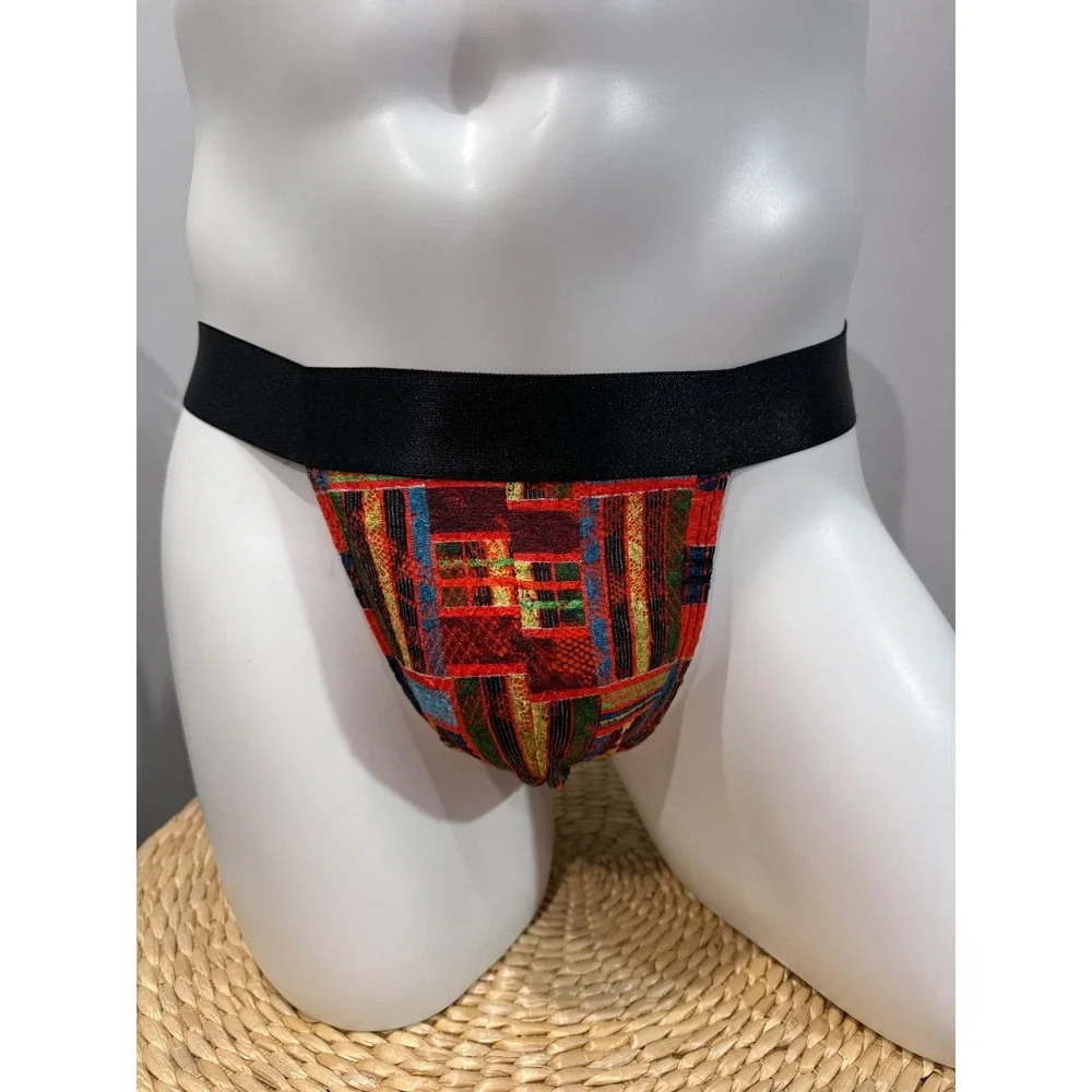 Cosabella Men's Never Say Never Kente Print Jock Strap Designer Lace Underwear
